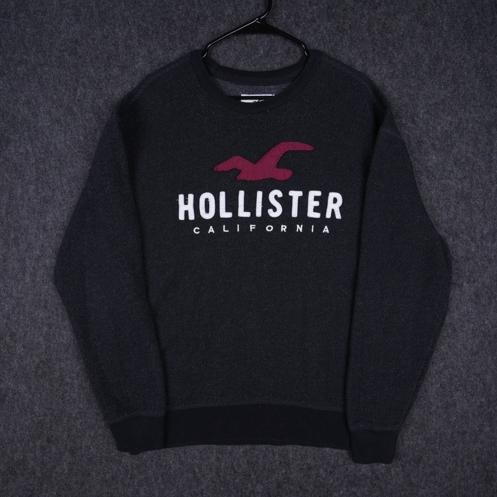 Hollister California Sweatshirt Men XL Charcoal Grey Excellent Logo Pullover